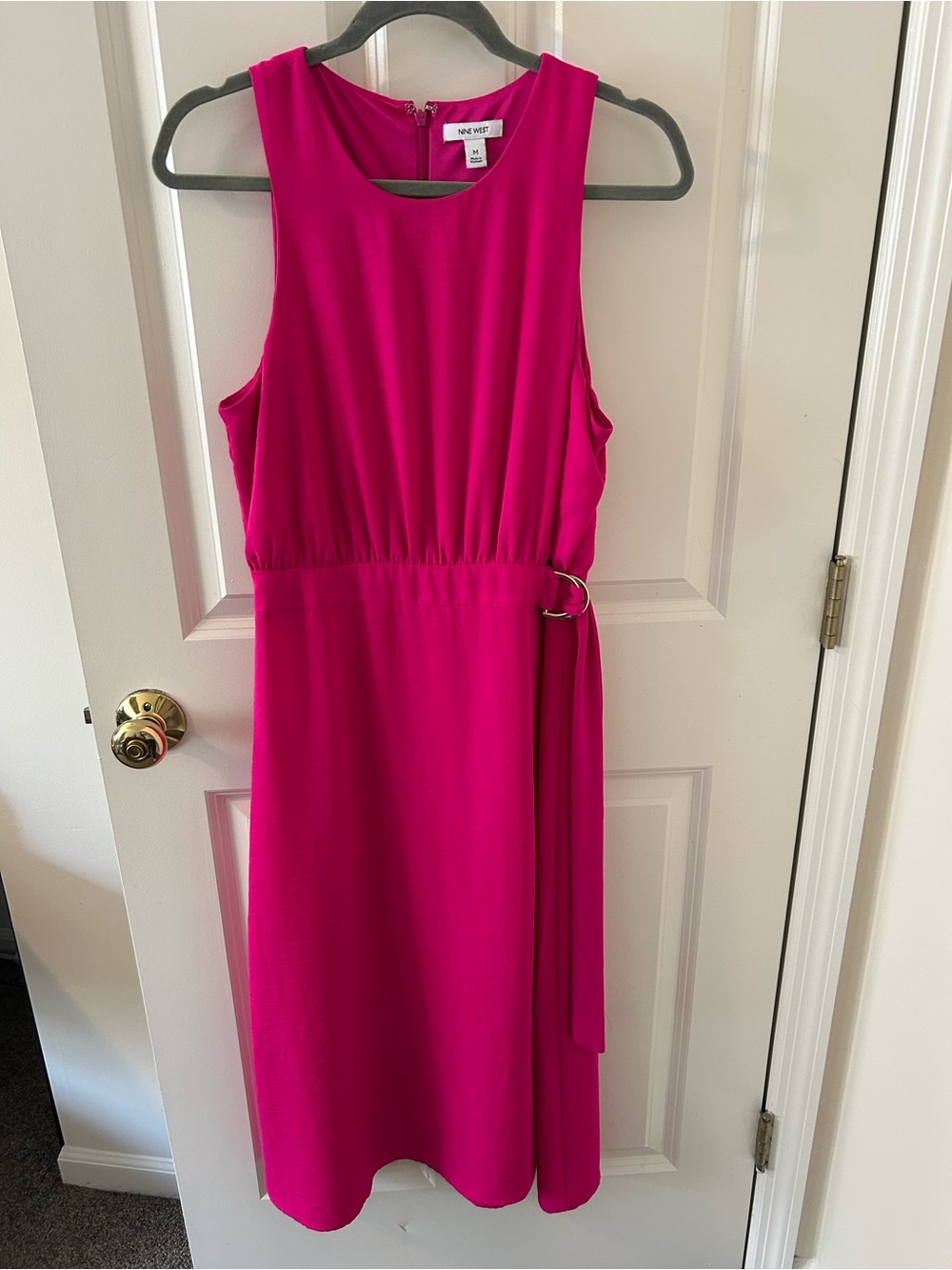 Nine West Bright Fuchsia Sleeveless Midi Dress